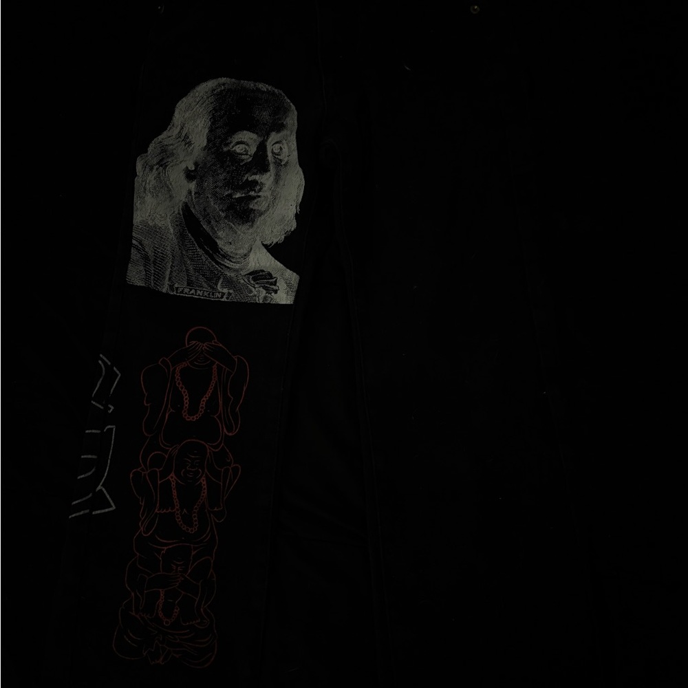 Graphic Black Jeans with Artistic Design